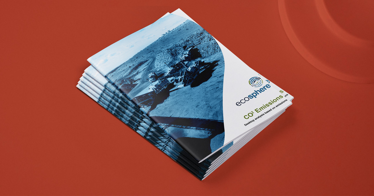 The Ecosphere CO2 Emissions Report, shown as a printed document